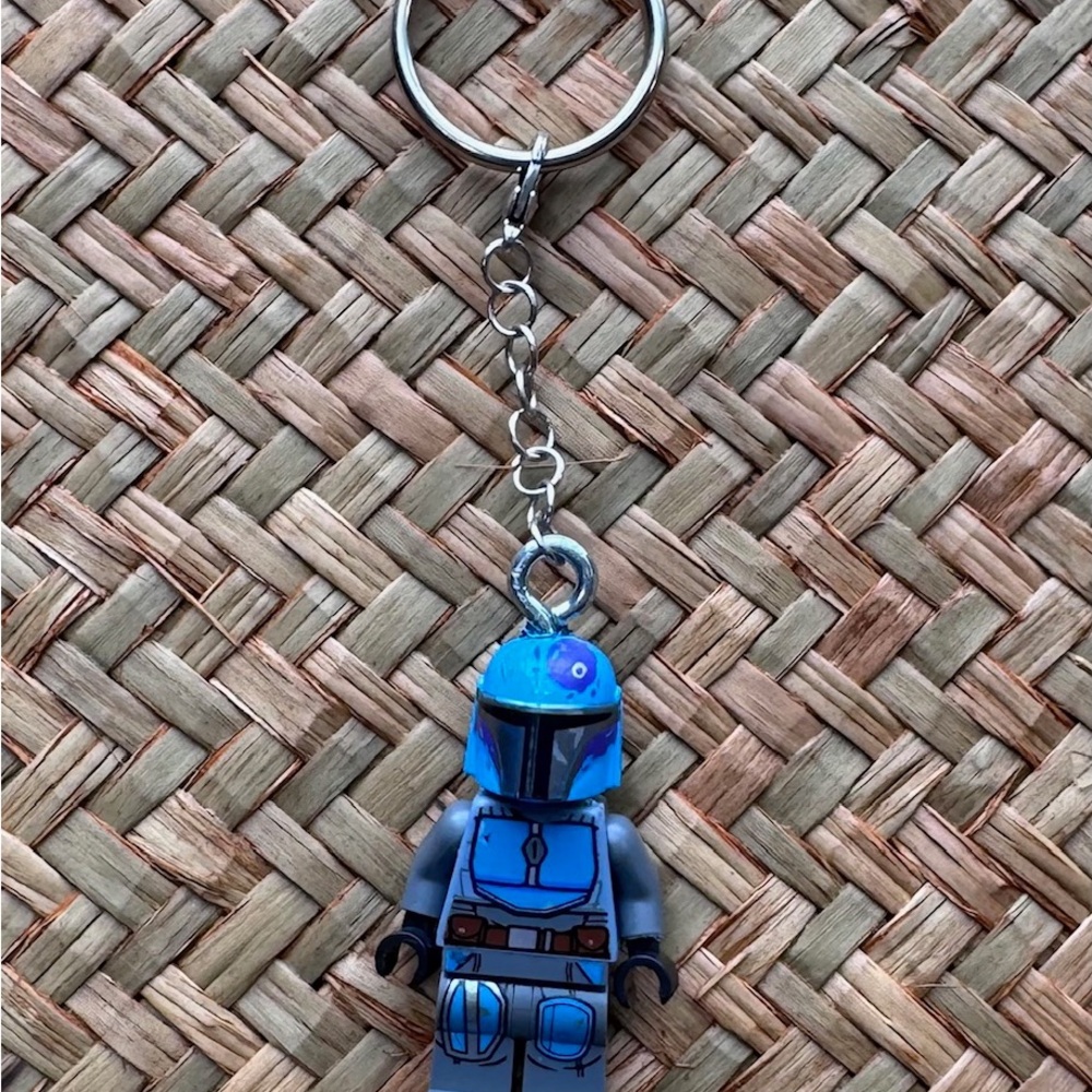 Blue and Gray Keychain Figure